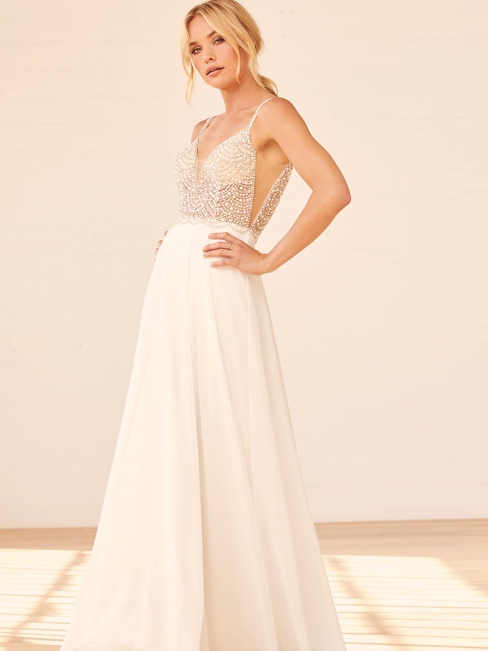 Lulus True Love Beaded Rhinestone Wedding Dress